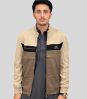men's beige, black, and brown color-block jacket - Image 2