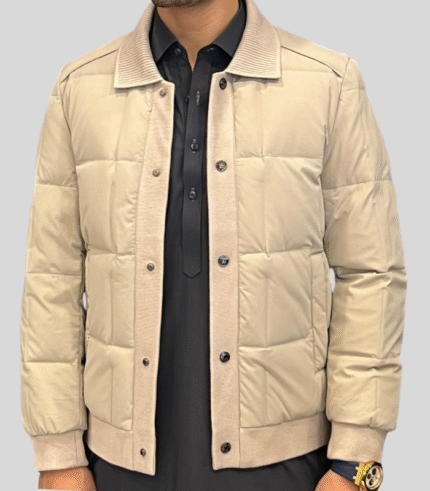 men's Beige coloured puffer winter jacket