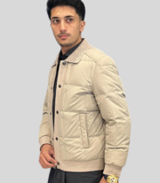 men's Beige coloured puffer winter jacket - Image 2