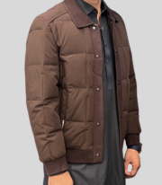 men's brown coloured puffer winter jacket