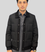 men's black coloured puffer winter jacket