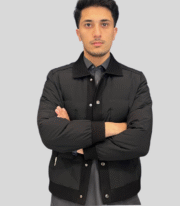 men's black coloured puffer winter jacket - Image 4