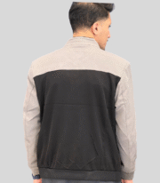 Men's black and metallic grey colour slim jacket - Image 3